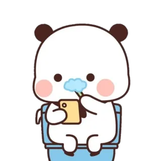 ☺️ panda, carino, animale, cartone animato, seduto, wc, lavarsi i denti, igiene telegram sticker