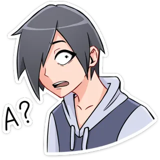 😨 A? anime, character, question, cartoon telegram sticker