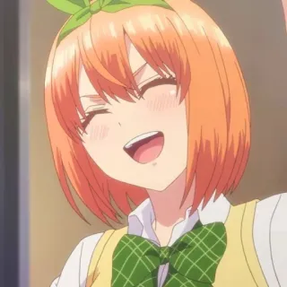 🍑 Anime, Personnage, Cheveux orange, Souriant, Joyeux telegram sticker