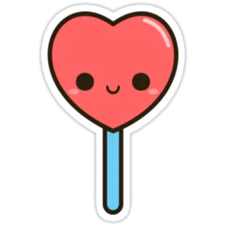 🍭 heart, lollipop, kawaii, cute, candy, sweet, dessert, love telegram sticker