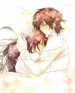🈯 Paar, Liebe, Anime, Romantik, Zuneigung, Umarmung, Schlaf telegram sticker