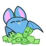 🤑 ค้างคาว, เงิน, เงินสด, น่ารัก, การ์ตูน, สัตว์ telegram sticker