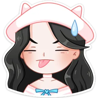 😝 만화, 소녀, 혀, 귀여운, 표정 telegram sticker