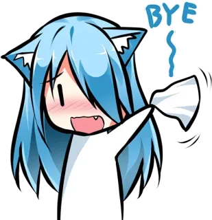 🦄 BYE Anime, Garota gato, Chorando, Kawaii, Tchau, Despedida, Emocional telegram sticker