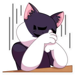 😔 кот, грустный, плачущий, мультфильм, эмоция, животное telegram sticker