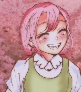 💕 anime, girl, smiling, cute, pink hair, character, cartoon telegram sticker