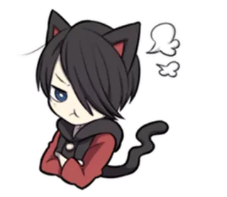 😒 gatto, anime, arrabbiato, carino, cartone animato, adesivo telegram sticker