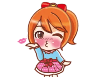 😘 Hoạt hình, Anime, Dễ thương, Cô gái, Hôn, Hôn gió telegram sticker