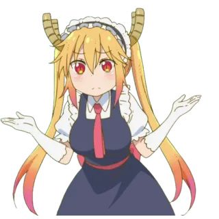 🤷‍♀ Tohru Miss Kobayashi's Dragon Maid アニメ, ドラゴン, メイド, トール, かわいい, 肩をすくめる telegram sticker