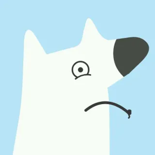 😏 개, 만화, 흰색, 동물, 슬픈, 단순한 telegram sticker