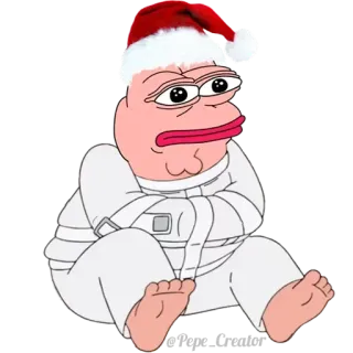 🐸 Pepe the Frog Pepe la Grenouille, Noël, Bonnet de Père Noël, Mème, Camisole de force telegram sticker