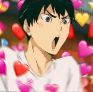 🥰 Tobio Kageyama Haikyuu!! Teesarxqt Anime, Haikyuu, Kageyama, Herzen, Aufgeregt, Lustig, Meme, Cartoon telegram sticker