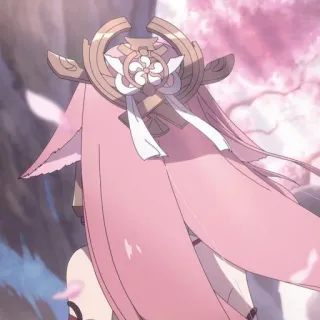 🦊 Yae Miko Genshin Impact Аниме, Genshin Impact, Яэ Мико, Розовые волосы, Лиса, Видеоигра whatsapp sticker