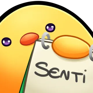 🐤 Senti mono, dibujos animados, pájaro, Senti, bloc de notas whatsapp sticker