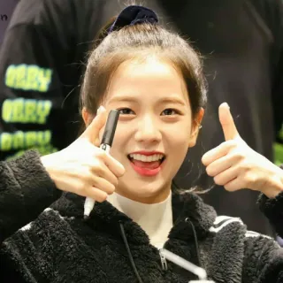 ☁️ pouce levé, coréen, fille, femme, marqueur, souriant telegram sticker