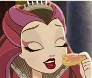 🍕 Raven Queen Ever After High Мультфильм, Принцесса, Еда, Счастливый, Девочка telegram sticker