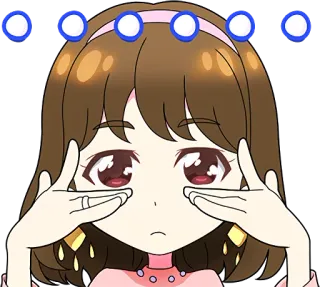 😕 dziewczyna anime, urocza, brunetka, oczy, naklejka telegram sticker