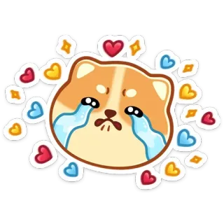 🥰 강아지, 울음, 슬픈, 하트, 반짝임, 귀여운, 이모티콘, 스티커 telegram sticker