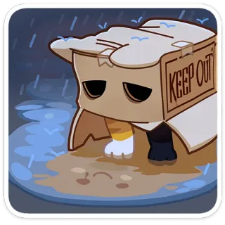 😥 KEEP OUT sad, cat, box, keep out, rain, melancholy, lonely telegram sticker