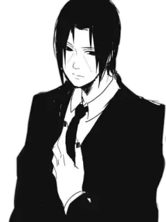😐 动漫, 漫画, 西装, 严肃, 黑白 telegram sticker