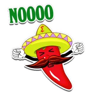 🤭 NOOOOO chili pepper, cartoon, sombrero, sad, mexican, no telegram sticker