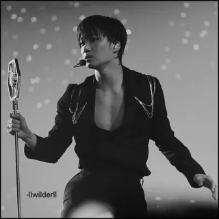 🥂 -llwilderll cantante, artista, música, concierto, micrófono, hombre, escenario telegram sticker