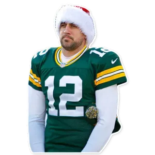 🎉 Aaron Rodgers Sepak Bola Amerika, NFL, Aaron Rodgers, Green Bay Packers, Natal, Topi Santa, Olahraga whatsapp sticker