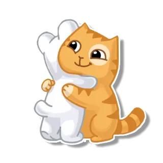 💑 gato, abrazo, lindo, amigo, animal telegram sticker