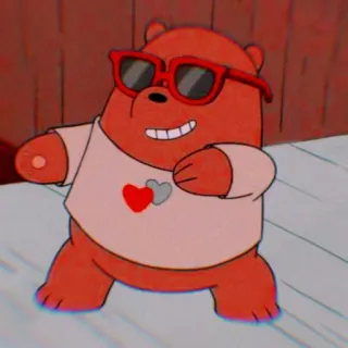 🐻 Grizzly Bear We Bare Bears Bär, Cartoon, Brille, We Bare Bears, süß, Sticker, animiert telegram sticker
