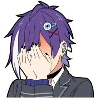 😳 Anime, Cartoon, lila Haare, süß, Facepalm telegram sticker