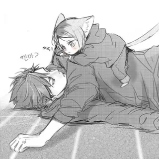 🐱 켄마? Anime, Manga, Oreilles de chat, Couple, Mignon, Dessin animé telegram sticker