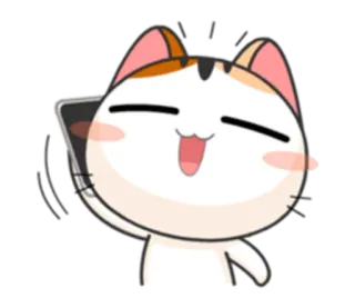 📱 cat, animal, cartoon, cute, happy, waving telegram sticker