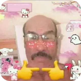 🥺 自撮り, 男, 眼鏡, かわいい, カワイイ, ハローキティ, フィルター telegram sticker