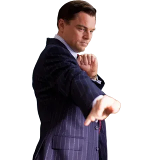 😎 леонардо ди каприо, указывает, костюм, актер, бизнесмен, фильм, кино telegram sticker