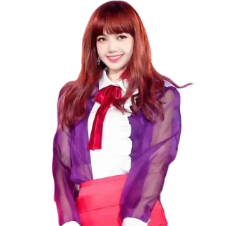 😊 Lisa Lisa, K-Pop, Sängerin, Blackpink, Rote Haare, Frau, Porträt whatsapp sticker