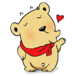 😘 Bär, Cartoon, Niedlich, Schal, Herz telegram sticker