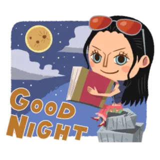 🌙 Nico Robin One Piece Good Night Anime, Manga, Charakter, Gute Nacht, Nacht telegram sticker