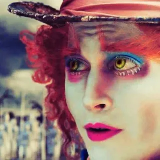 🙄 Mad Hatter Alice in Wonderland filme, fantasia, personagem, chapéu, maquiagem telegram sticker