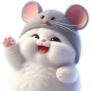 🤪 แมว, ลูกแมว, น่ารัก, สัตว์, การ์ตูน, หนู, หมวก, สวัสดี whatsapp sticker