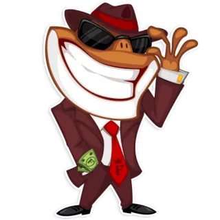 😎 만화, 오리, 돈, 정장, 모자, 선글라스 telegram sticker