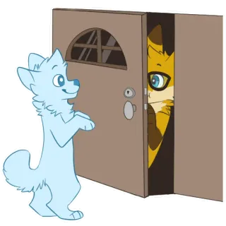 😐 dog, door, animal, cartoon, cute, furry telegram sticker