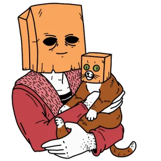 ☺️ Person, Katze, Tier, Haustier, Papiertüte, Cartoon telegram sticker