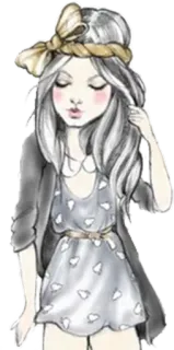 ☺️ moda, menina, esboço, desenho, arte, ilustração telegram sticker
