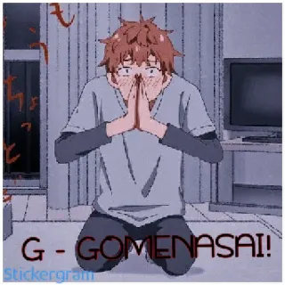 🙏 G - GOMENASAI! anime, permintaan maaf, maaf, malu, memohon telegram sticker