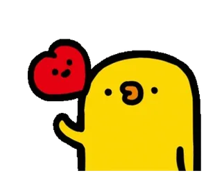 ❤️ mignon, jaune, cœur, dessin animé, personnage, amour telegram sticker