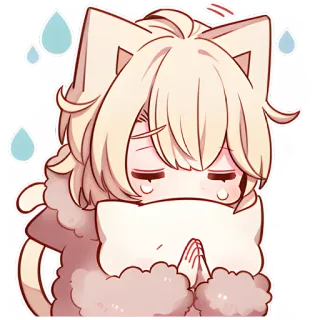 🙏 Anime, Mignon, Kawaii, Oreilles de chat, Chibi, Pleurs, Triste telegram sticker
