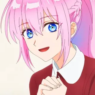 🙂 animé, fille, cheveux roses, dessin animé, mignon, portrait telegram sticker