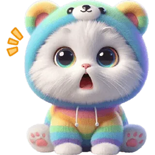 😱 고양이, 귀여운, 카와이, 무지개, 스티커, 동물, 새끼 고양이 telegram sticker