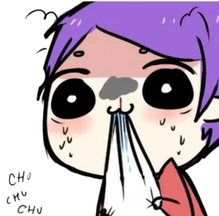 😚 traurig, weinend, emotional, lila Haare, Anime, Cartoon telegram sticker