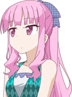 😑 anime, girl, pink hair, cartoon, character telegram sticker